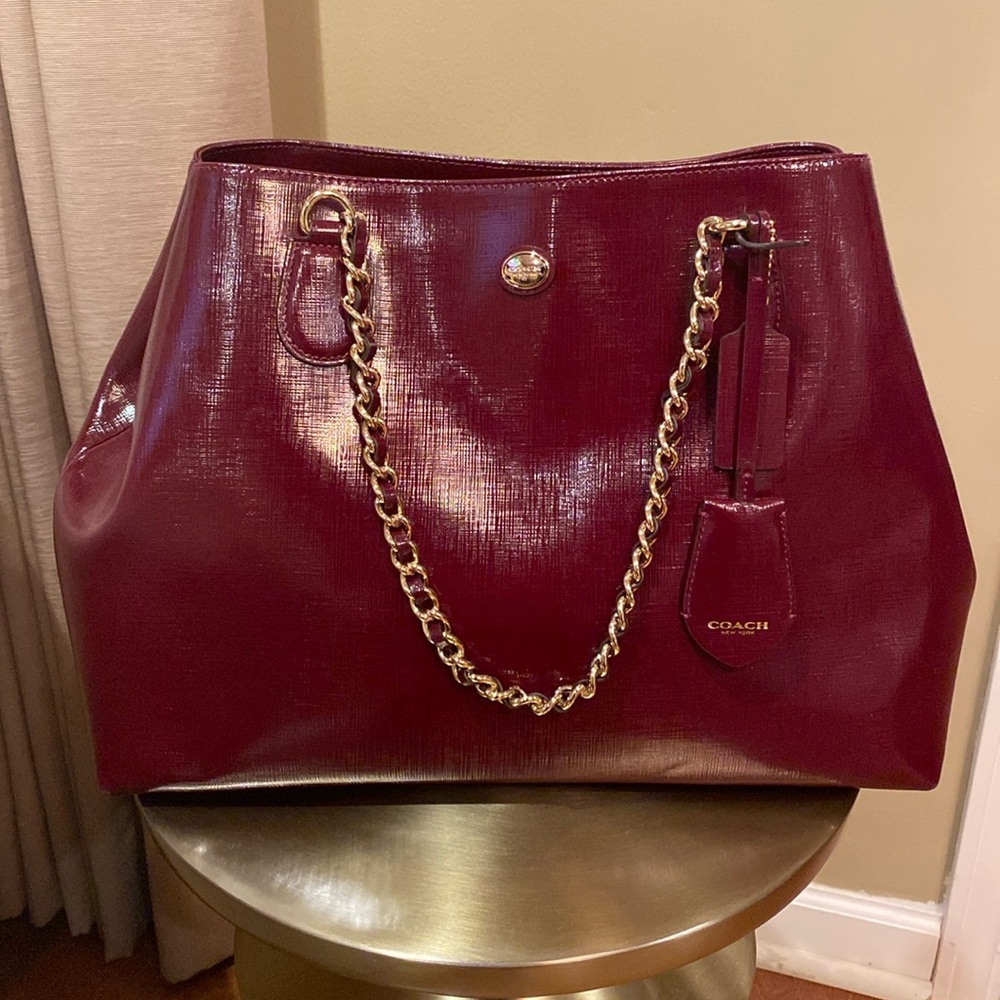 Coach burgundy large tote bag.